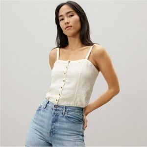 Everlane Cream Button-Front Linen Camisole